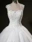 Beautiful Wedding Dresses 2016 Ball Gown Scoop Rhinestone Neck Applique Lace Petals Sleeveless Bridal Gown