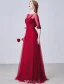 Elegant Prom Dresses 2016 A-line Square Neck Applique Lace Burgundy Tulle Formal Dress