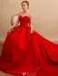 Princess Evening Dresses 2016 Sweetheart Ruffled Satin Backless Corset Long Dress