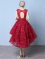Elegant Cocktail Dresses 2016 Scoop Neck Applique Lace Asymmetrical Short Dress With Beads