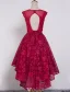 Elegant Cocktail Dresses 2016 Scoop Neck Applique Lace Asymmetrical Short Dress With Beads
