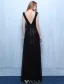 Robes De Soirée Sexy 2016 Une Ligne À Faible Dos Nu V Robe De Mousseline À Volants Noir Avec Des Perles
