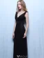 Robes De Soirée Sexy 2016 Une Ligne À Faible Dos Nu V Robe De Mousseline À Volants Noir Avec Des Perles