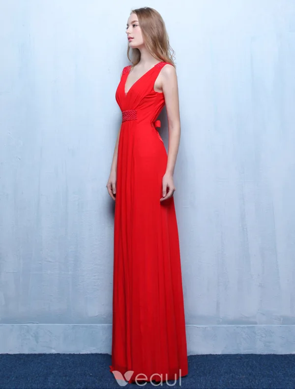 Robes De Soirée Sexy 2016 Une Ligne À Faible Dos Nu V Robe De Mousseline À Volants Noir Avec Des Perles