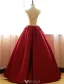 Robe De Bal De Style Chinois 2016 Fleurs En Dentelle Millésime Appliques Sans Manches À Volants Robe De Satin Bordeaux