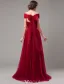 Elegant Prom Dresses 2016 A-line Off The Shoulder Beading Corset Tulle Burgundy Tulle Long Dress