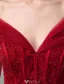 Elegant Prom Dresses 2016 A-line Off The Shoulder Beading Corset Tulle Burgundy Tulle Long Dress