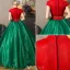 Rocznika Sukienki Na Studniówkę Bal 2016 V-neck Red Tiulu Ciemnozielone Organza Długa Suknia Z Rękawami Cap