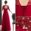 Eleganckie Sukienki Wieczorowe 2016 A-line Kwadratowy Dekolt Linkę Cekiny Wzburzyć Bordowy Tiulu Długą Suknię