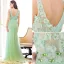 Elegant Sommar Aftonklänningar 2016 V-ringad Rufsa Gröna Chiffong Applique Kronblad Rygglös Lång Klänning