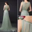 Elegante Abendkleider 2016 Meerjungfrau Mit Rundhalsausschnitt -spitze Pailletten Rot Tüll Langes Kleid