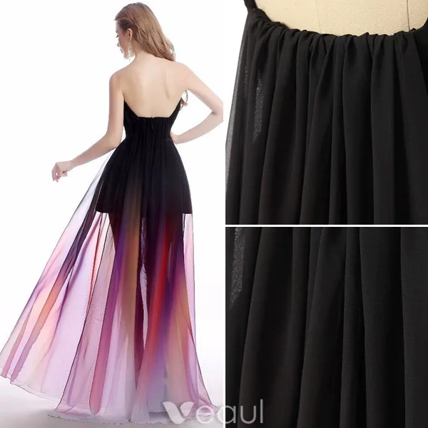 Sexy Cocktail Party Dress 2016 Strapless Gradient Color Chiffon Transparent Dress