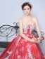 Beautiful Prom Dresses 2016 A-line Strapless Applique White Lace Red Tulle Long Dress