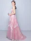 Beautiful Prom Dresses 2016 A-line Strapless Applique White Lace Red Tulle Long Dress
