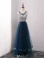 Sparkly Prom Dresses 2016 A-line Scoop Neckline Beaded Sequin Royal Blue Backless Long Dress