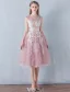 Teenager Prom Dresses 2016 A-line Applique Lace Ruffle Tulle Tea Length Graduation Dress