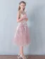 Teenager Prom Dresses 2016 A-line Applique Lace Ruffle Tulle Tea Length Graduation Dress