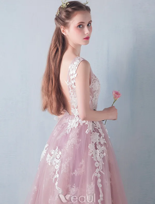 Teenager Prom Dresses 2016 A-line Applique Lace Ruffle Tulle Tea Length Graduation Dress