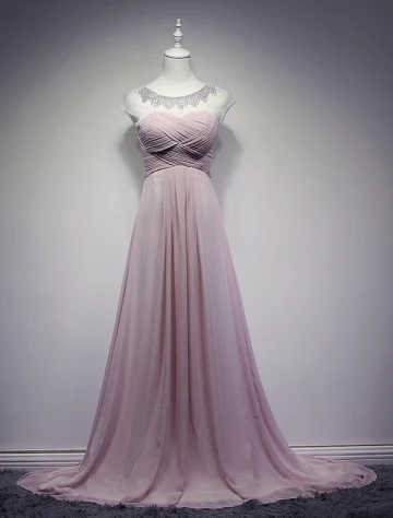Vakre Selskapskjoler 2016 Scoop Halsen Dusk Rhinestones Beading Ruffled Chiffon Lang Kjole