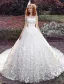 Robe De Mariée Glamour 2016 Robe De Bal Bretelles Appliques Perles Tulle Blanc Robe De Mariée Avec Long Train
