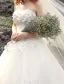 Robe De Mariée Glamour 2016 Robe De Bal Bretelles Appliques Perles Tulle Blanc Robe De Mariée Avec Long Train