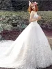 Glamourösen Hochzeitskleider 2016 Ballkleid Applique Weißem Tüll Brautkleid Mit Langer Schleppe