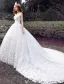 Robe De Mariée Glamour 2016 Robe De Bal Bretelles Appliques Perles Tulle Blanc Robe De Mariée Avec Long Train