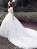 Glamourösen Hochzeitskleider 2016 Ballkleid Applique Weißem Tüll Brautkleid Mit Langer Schleppe