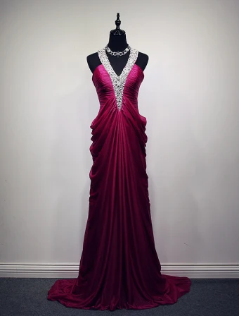 Sparkly Evening Dresses 2016 A Line Halter Beading Sequins Ruffle Silk Chiffon Backless Long Dress