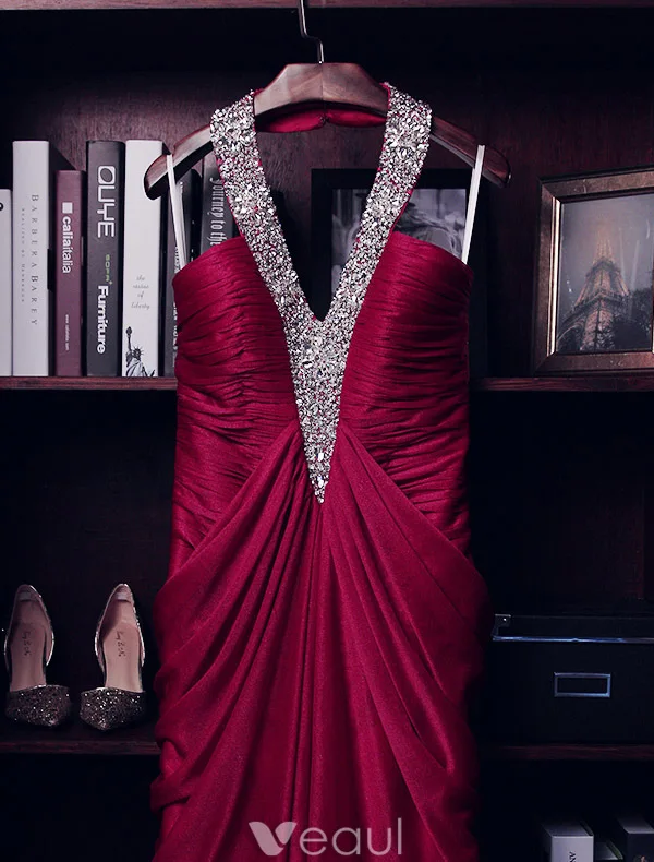 Robe De Soirée Scintillantes 2016 Une Ligne De Paillettes Licol De Perles Ruffle Mousseline De Soie Backless Robe Longue