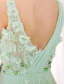 Elegant Sommar Aftonklänningar 2016 V-ringad Rufsa Gröna Chiffong Applique Kronblad Rygglös Lång Klänning