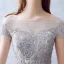 Elegant Evening Dresses 2016 A-line Square Neckline Applique Lace Beading Grey Tulle Long Dress