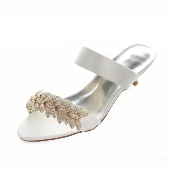 Ivory Bridal Sandals 4cm Stiletto Heel Wedding Shoes