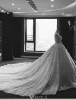 Luxury Wedding Dresses 2016 Ball Gown Strapless Applique Lace Flower Pure Handmade Bridal Dress With 4m Veil