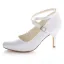 Classic White Satin Bridal Wedding Shoes 3 Inch High Heels Stiletto Pumps With Ankle Strap