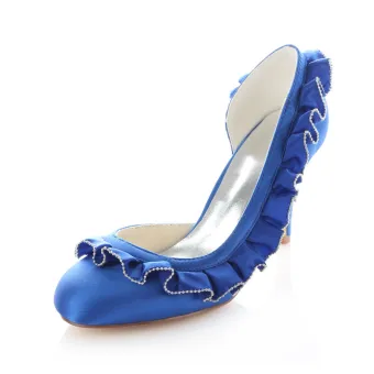 Classic Blue Satin Wedding Shoes 3 Inch High Heels Stiletto Pumps