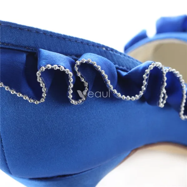 Classic Blue Satin Wedding Shoes 3 inch High Heels Stiletto Pumps