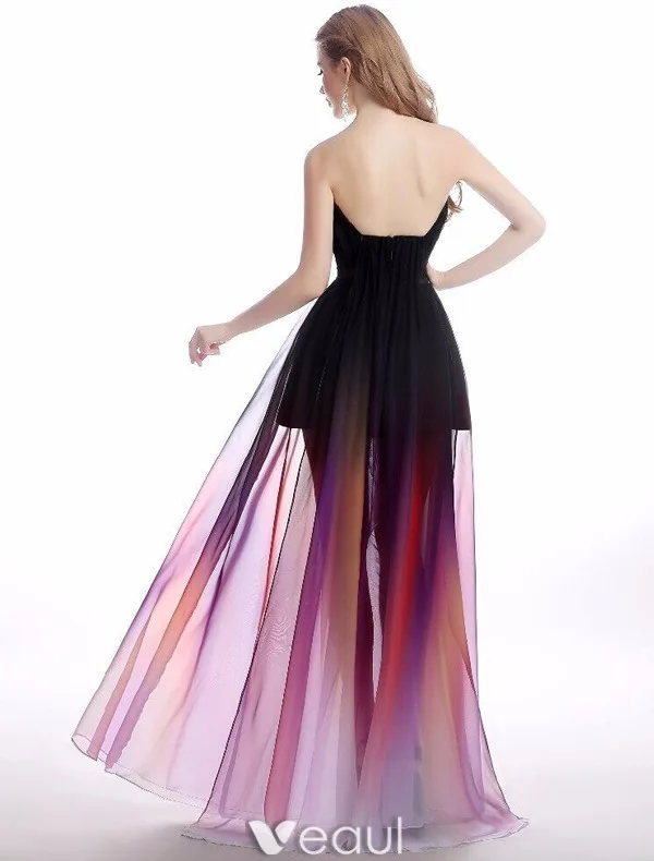 Sexy Cocktail Party Dress 2016 Strapless Gradient Color Chiffon Transparent Dress