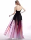 Sexy Cocktail Party Dress 2016 Strapless Gradient Color Chiffon Transparent Dress