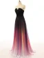 Fashion Evening Dresses 2016 Strapless Gradient Color Silk Chiffon Backless Long Dress