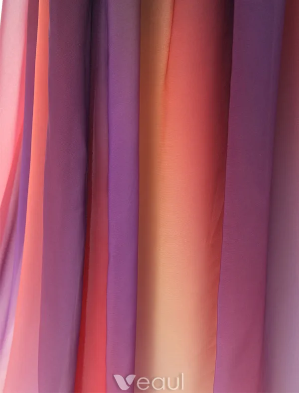 Fashion Evening Dresses 2016 Strapless Gradient Color Silk Chiffon Backless Long Dress