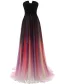 Fashion Evening Dresses 2016 Strapless Gradient Color Silk Chiffon Backless Long Dress