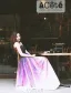 Fashion Evening Dresses 2016 Strapless Gradient Color Silk Chiffon Backless Long Dress