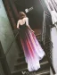 Fashion Evening Dresses 2016 Strapless Gradient Color Silk Chiffon Backless Long Dress