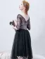 Beautiful Little Black Graduation Dresses 2016 A-line V-neck Ruffled Tulle With Lace Sleeves Knee Length Dress
