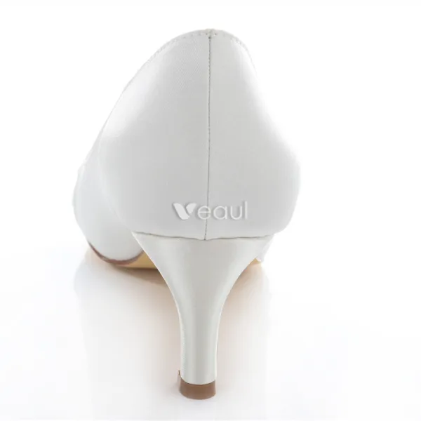 Chaussures De Mariage Élégant De Satin Escarpin Blanc Talon Aiguille Avec Le Cristal