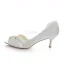 Vacker Satin Brudskor Stilettklackar Vit Pumps Peep Toe