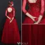 Elegant Cheongsam Improved Evening Dresses 2017 High Neck Sequins Burgundy Tulle Occasion Dress