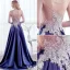 Beautiful Evening Dresses 2017 Scoop Neckline Beading Pearls Applique Lace Long Dress