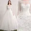 Princess bridal gown 2017 scoop neckline sequin applique lace ruffle tulle wedding dress with long sleeves